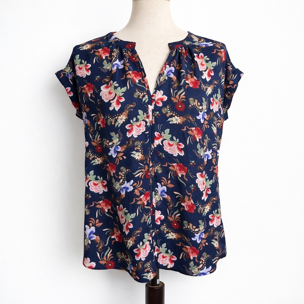 Philosophy Floral Short Sleeve Blouse Top Size Small